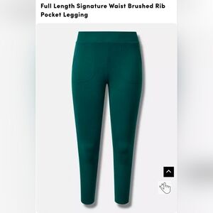 Torrid 2 Botanical Green Ribbed Pocket Leggings, Plus Size 2X, 2XL, EUC